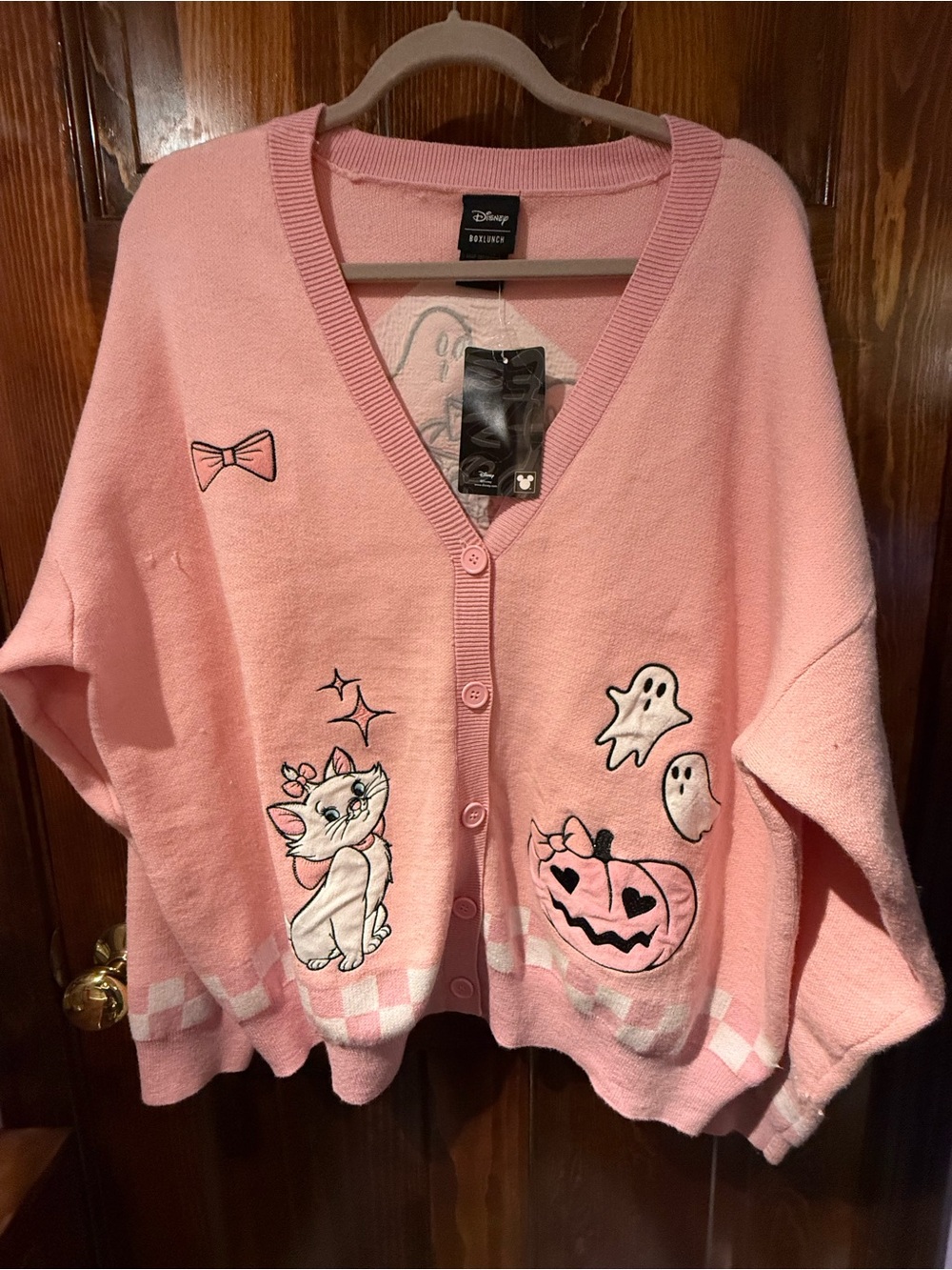 Disney Pink Marie’s Halloween Embroidered Cardigan Sweater
